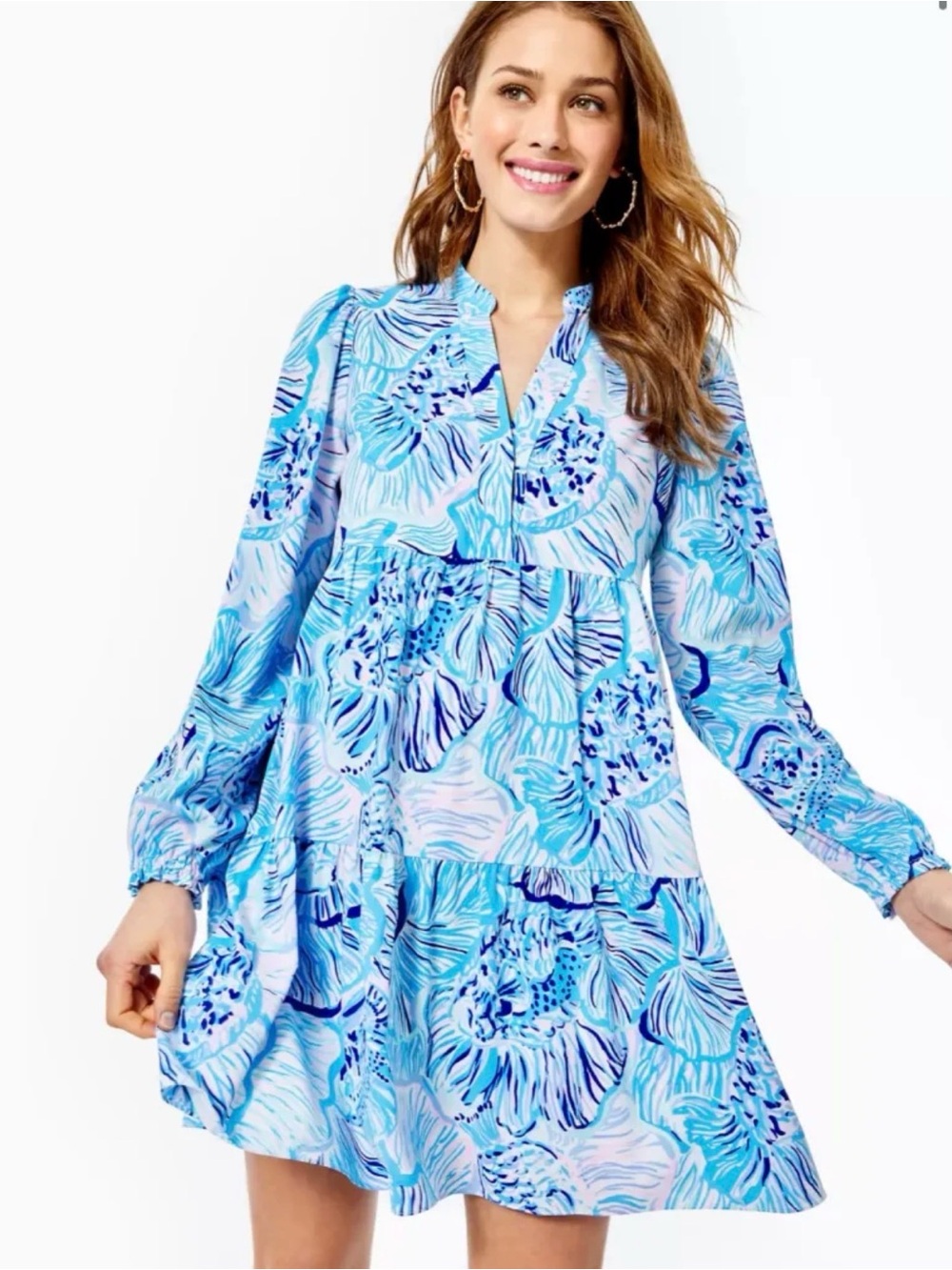 Lilly Pulitzer Winona stretch dress - fishful thinking xl blue